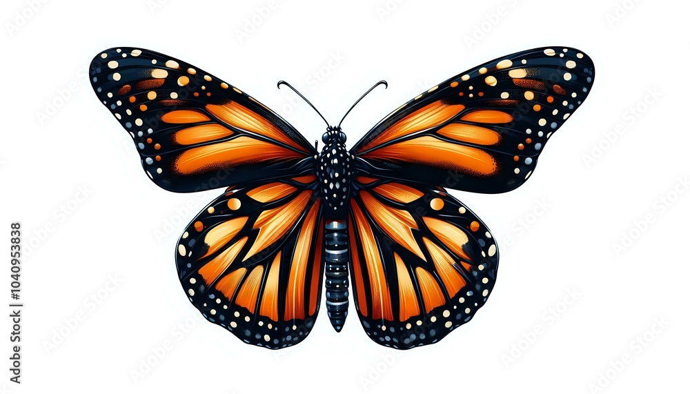 Obraz premium Vibrant Monarch Butterfly with Detailed Wing Patterns 