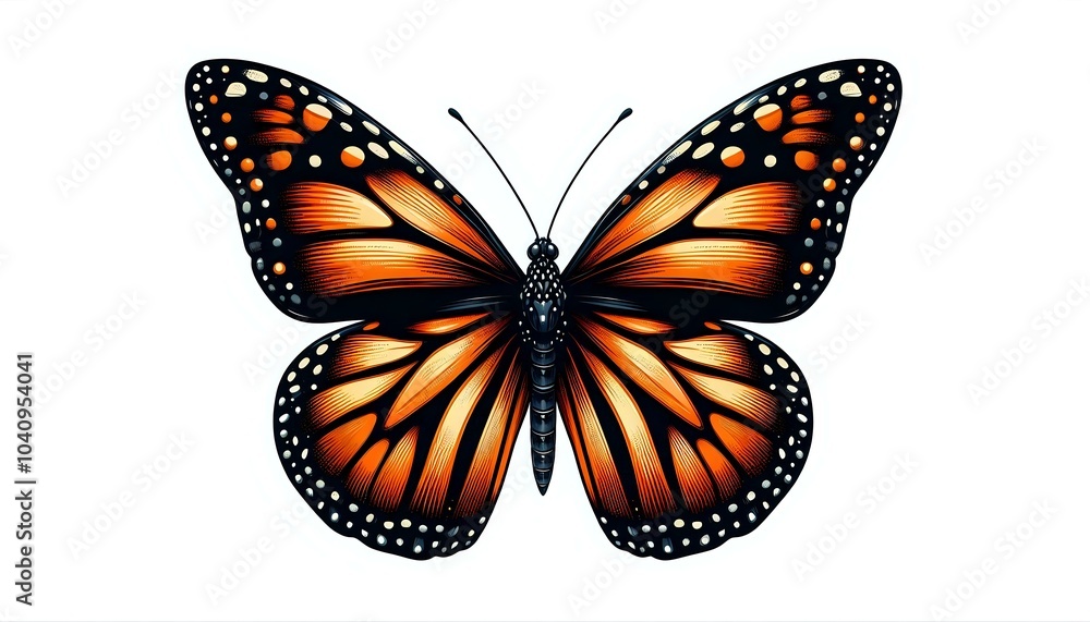 Fototapeta premium Vibrant Monarch Butterfly with Detailed Wing Patterns 