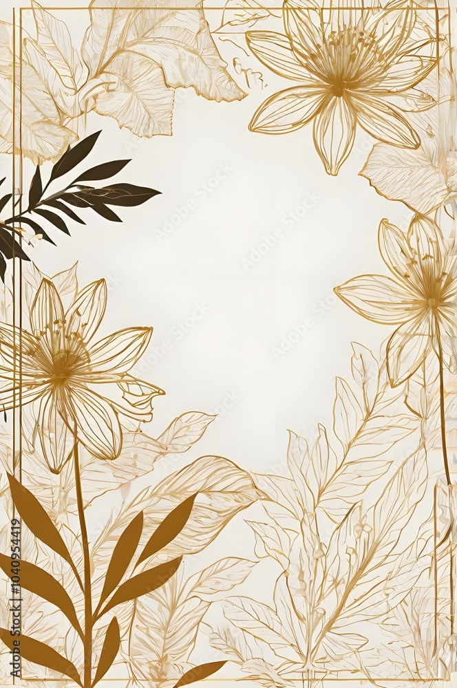 Clean luxury invitation card background with golden line Clean luxury invitation card background with golden line