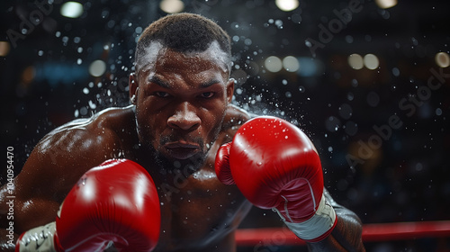 black boxer with boxing gloves