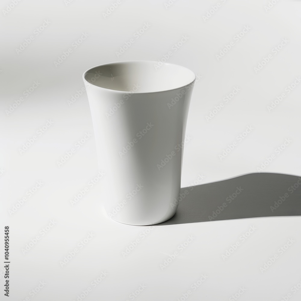 Minimalist White Ceramic Cup on White Background Minimalist White Ceramic Cup on White Background
