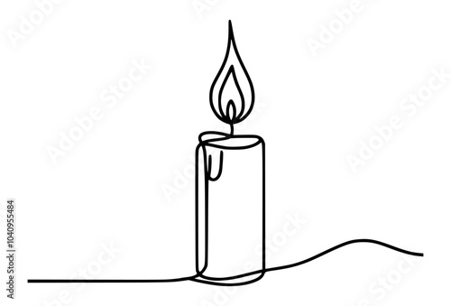 one line drawing burning candle vector illustration template design