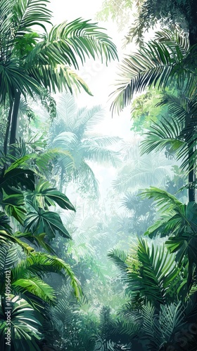 Lush Jungle Design with White Background Elements