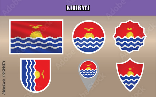 Stunning vector of the National Flag of Kiribati, featuring a bold red field with a golden sun and blue waves. Perfect for patriotic and cultural projects!