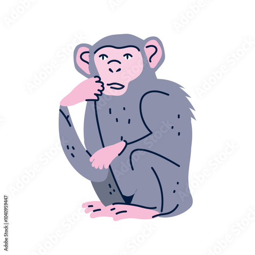 Vector image of monkey icon with white background