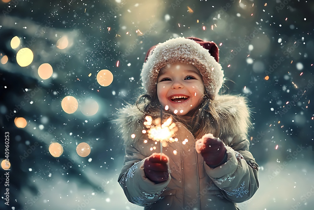 Sparkler Fun in the Winter Wonderland: A Child's Joyful Celebration Sparkler Fun in the Winter Wonderland: A Child's Joyful Celebration
