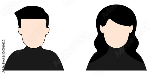 gender profile, user avatar, picture for unknown or anonymous individuals. Placeholder member, suspect mugshot, empty faces social network illustration vector UI and UX symbols icons