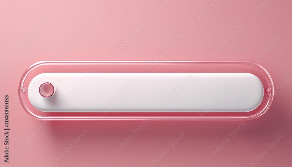 A sleek, minimalistic design on a pink background, featuring a white elongated shape with a small round button, exuding a modern aesthetic. A sleek, minimalistic design on a pink background, featuring a white elongated shape with a small round button, exuding a modern aesthetic.