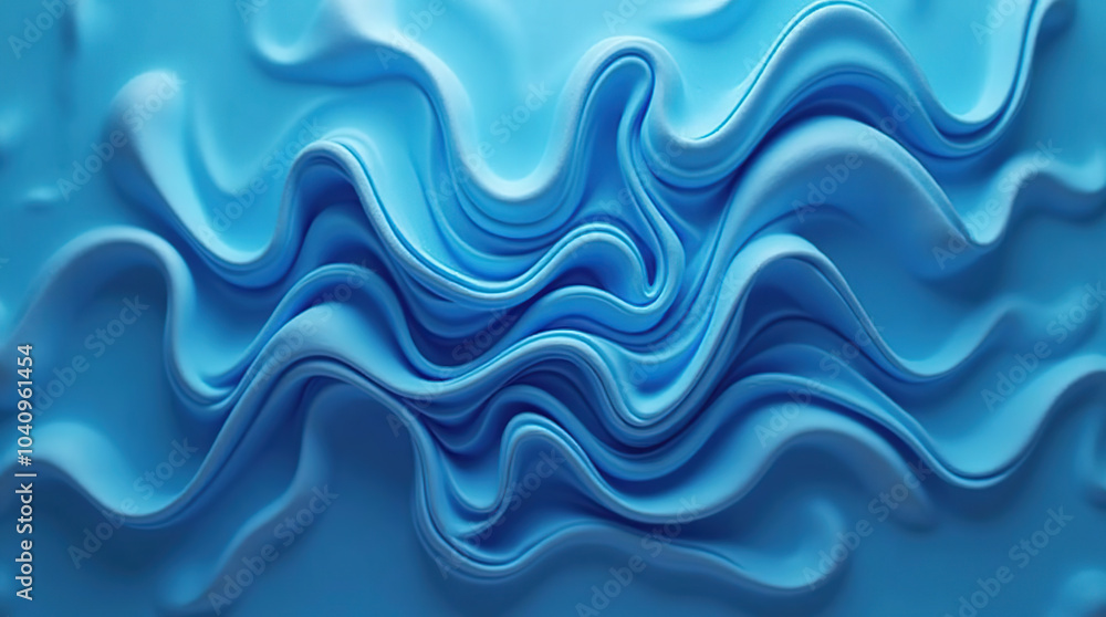 Abstract 3D render of blue wavy cloth in ripple form Abstract 3D render of blue wavy cloth in ripple form