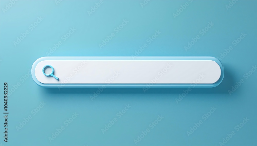 A minimalistic search bar design set against a solid blue background, featuring a magnifying glass icon on the left. A minimalistic search bar design set against a solid blue background, featuring a magnifying glass icon on the left.