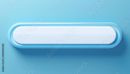 A smooth, rounded rectangular button with a light blue background, featuring a blank white center, ideal for text or icons.