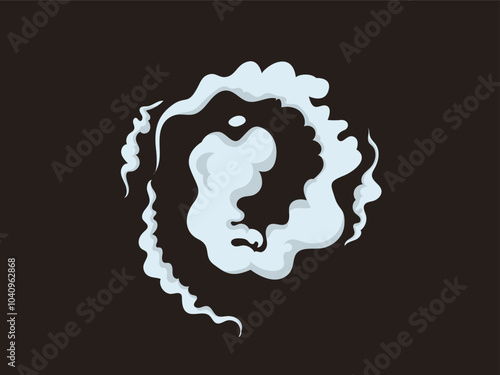 Smoke clouds. Comic smoke flows. Smoke steaming cloud
