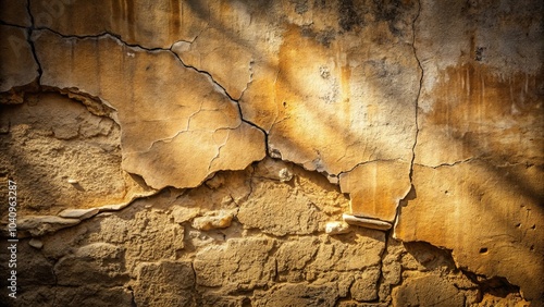 The weathered, aged, and cracked surface of a wall with sunlight shining through the gaps, revealing the history and resilience of the structure.