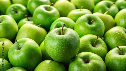 A Lush Display of Green Apples, Their Shiny Skin Reflecting Light, a Symphony of Natural Beauty