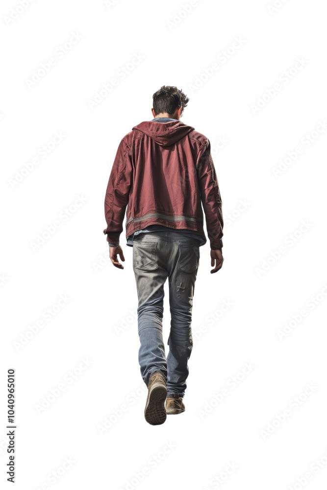 Stylish Man in Burgundy Jacket Walking Away Stylish Man in Burgundy Jacket Walking Away