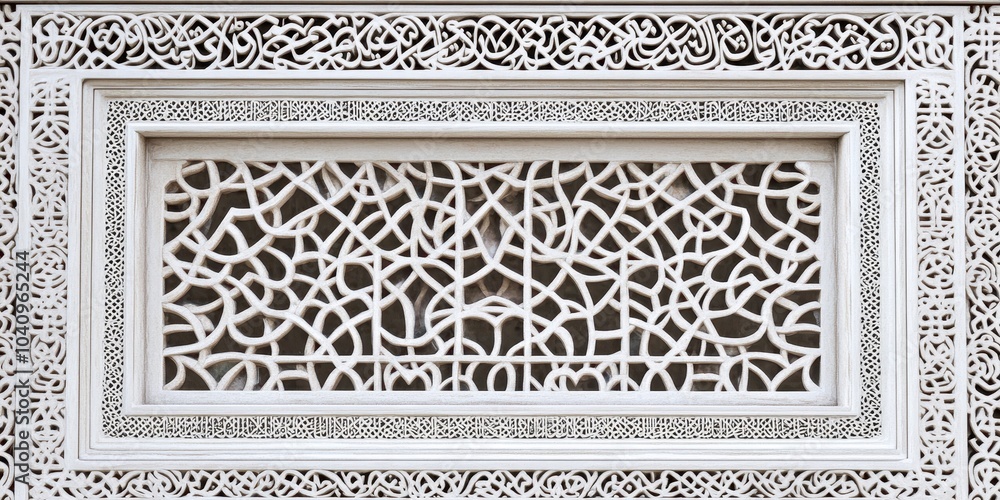 Arabic pattern on the window of the mosque Arabic pattern on the window of the mosque