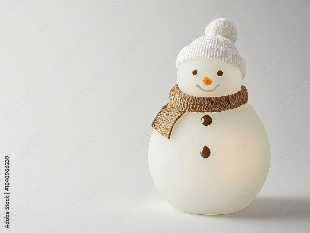 Adorable snowman figurine with scarf and beanie, perfect for winter holiday decor and christmas themes Adorable snowman figurine with scarf and beanie, perfect for winter holiday decor and christmas themes