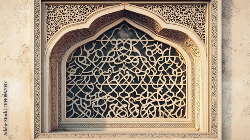 Arabic pattern on the window of the mosque