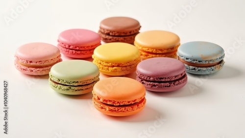 colorful macaroons on a wooden background