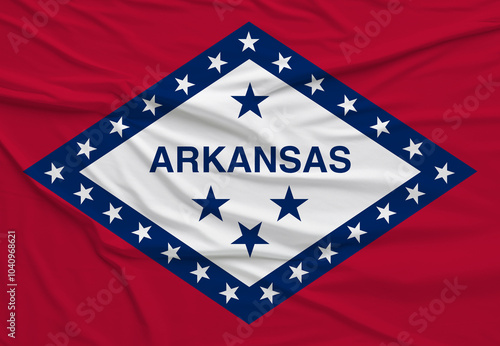 Flag of Arkansas , High Quality fabric and Grunge Image of Arkansas USA. USA states Arkansas Fabric flag.