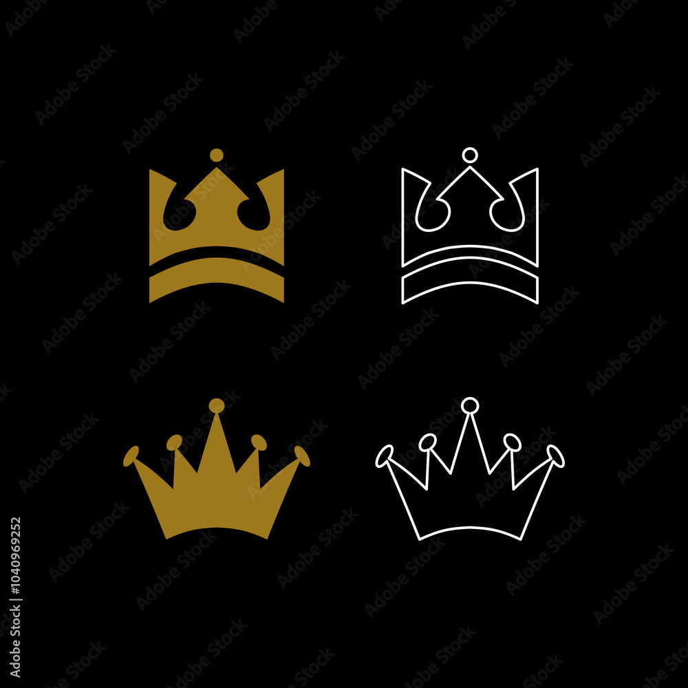 crown icon vector illustration on black background crown icon vector illustration on black background