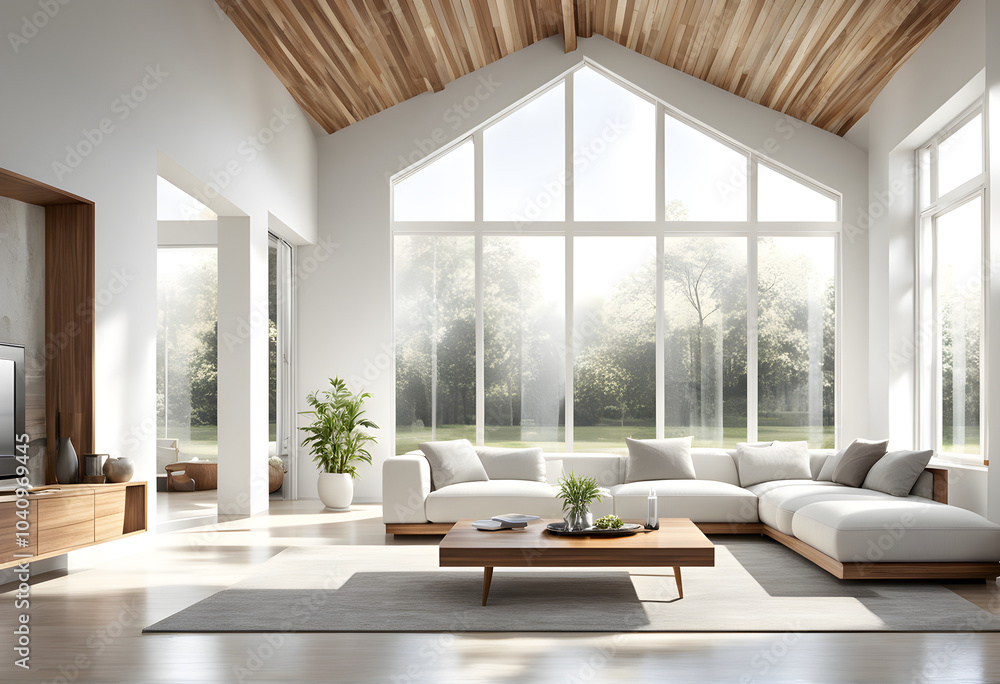 Fototapeta premium modern living room with fireplace, modern living room with sofa
