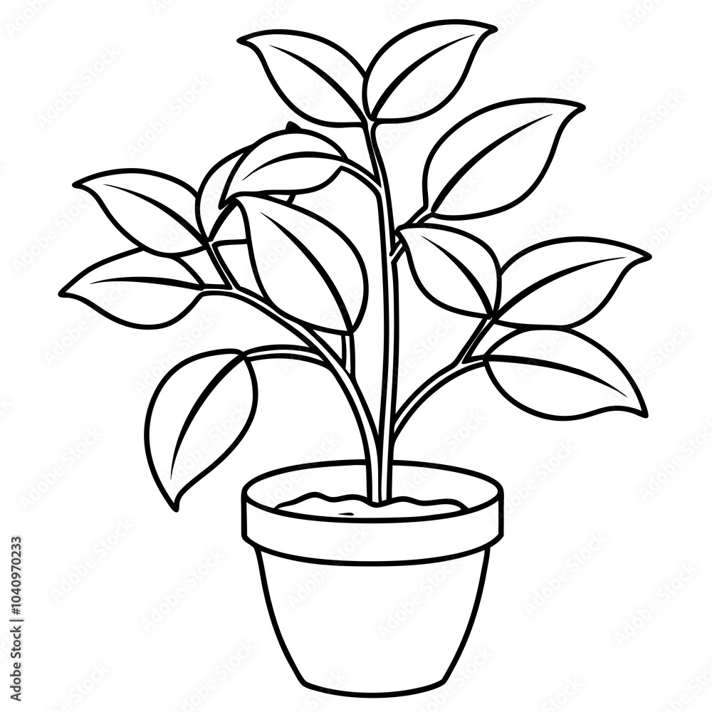 Line art of a seeding plant. Seeding plant outline design for coloring page Line art of a seeding plant. Seeding plant outline design for coloring page