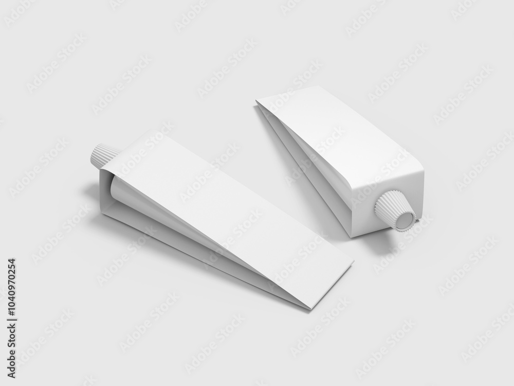 White Blank Tube Packaging 3D Mockup Rendering White Blank Tube Packaging 3D Mockup Rendering