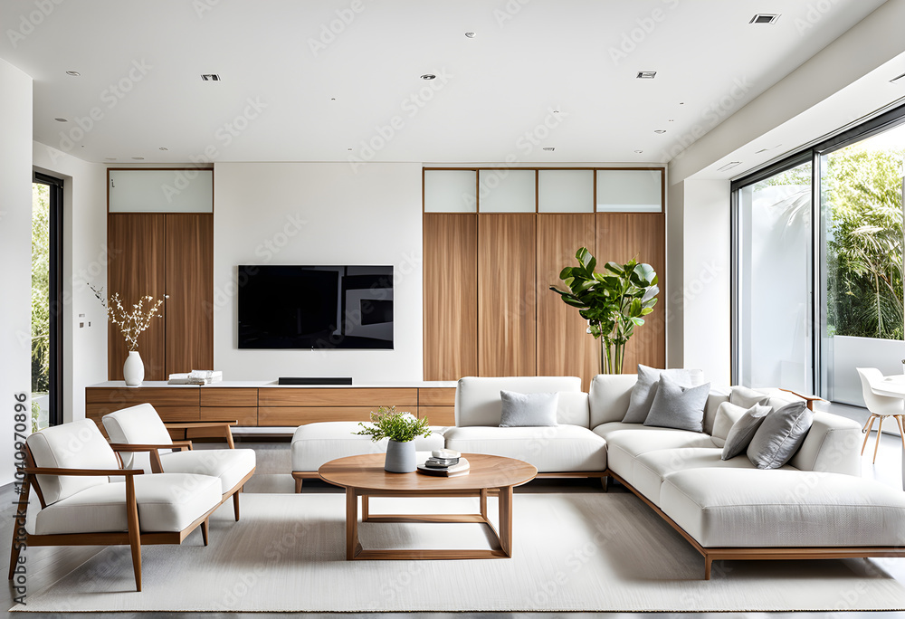 Fototapeta premium modern living room with fireplace, modern living room with sofa