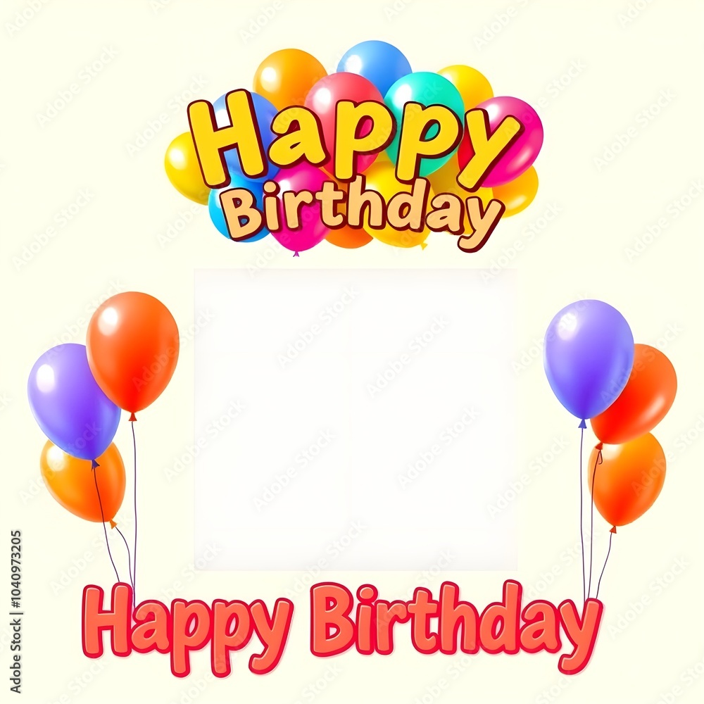 birthday card with balloons, fun and festive birthday card with space for photo and message birthday card with balloons, fun and festive birthday card with space for photo and message
