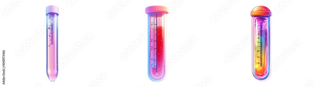 Cartoon test tube with thermometer isolated on transparent PNG perfect for science-themed illustrations or educational designs.