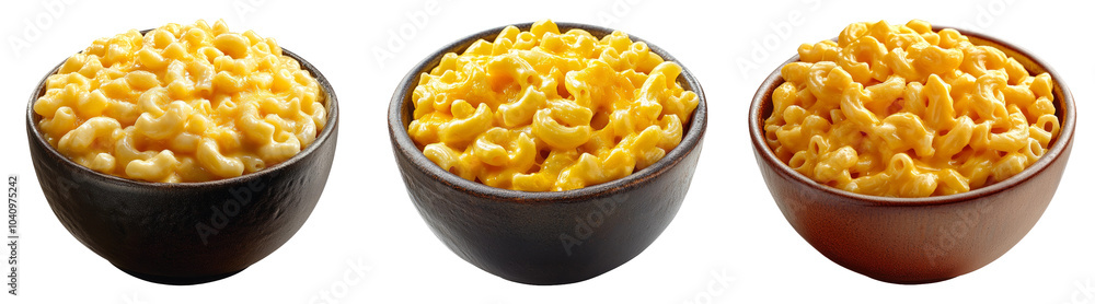 Realistic macaroni and cheese in a bowl isolated on transparent PNG perfect for comfort food illustrations or meal designs. Realistic macaroni and cheese in a bowl isolated on transparent PNG perfect for comfort food illustrations or meal designs.