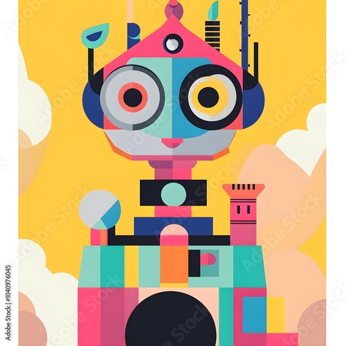 Colorful Geometric Robot Illustration