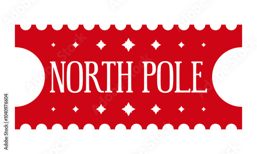 North pole. Christmas ticket design. Holiday template for Xmas handmade gifts. Vector illustration