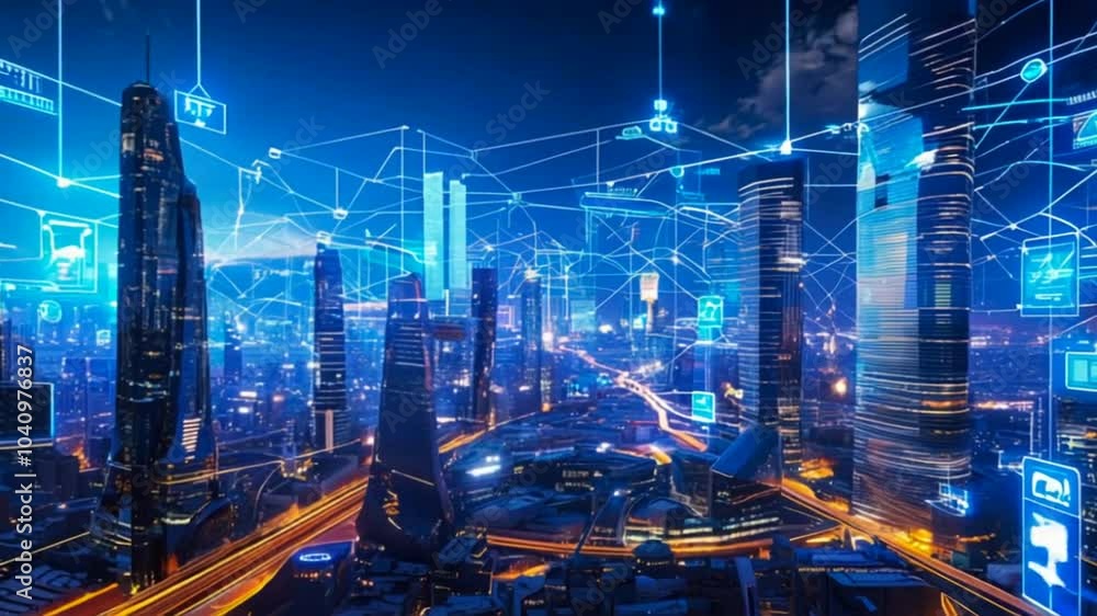 The modern creative communication and internet network connect in smart city . Concept of 5G wireless digital connection and internet of things future. The modern creative communication and internet network connect in smart city . Concept of 5G wireless digital connection and internet of things future.