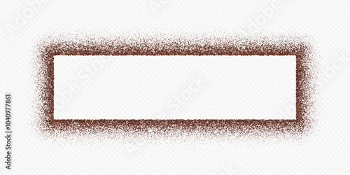 Coffee frame, chocolate border, ground arabica powder in shape of rectangle. Vector illustration.
