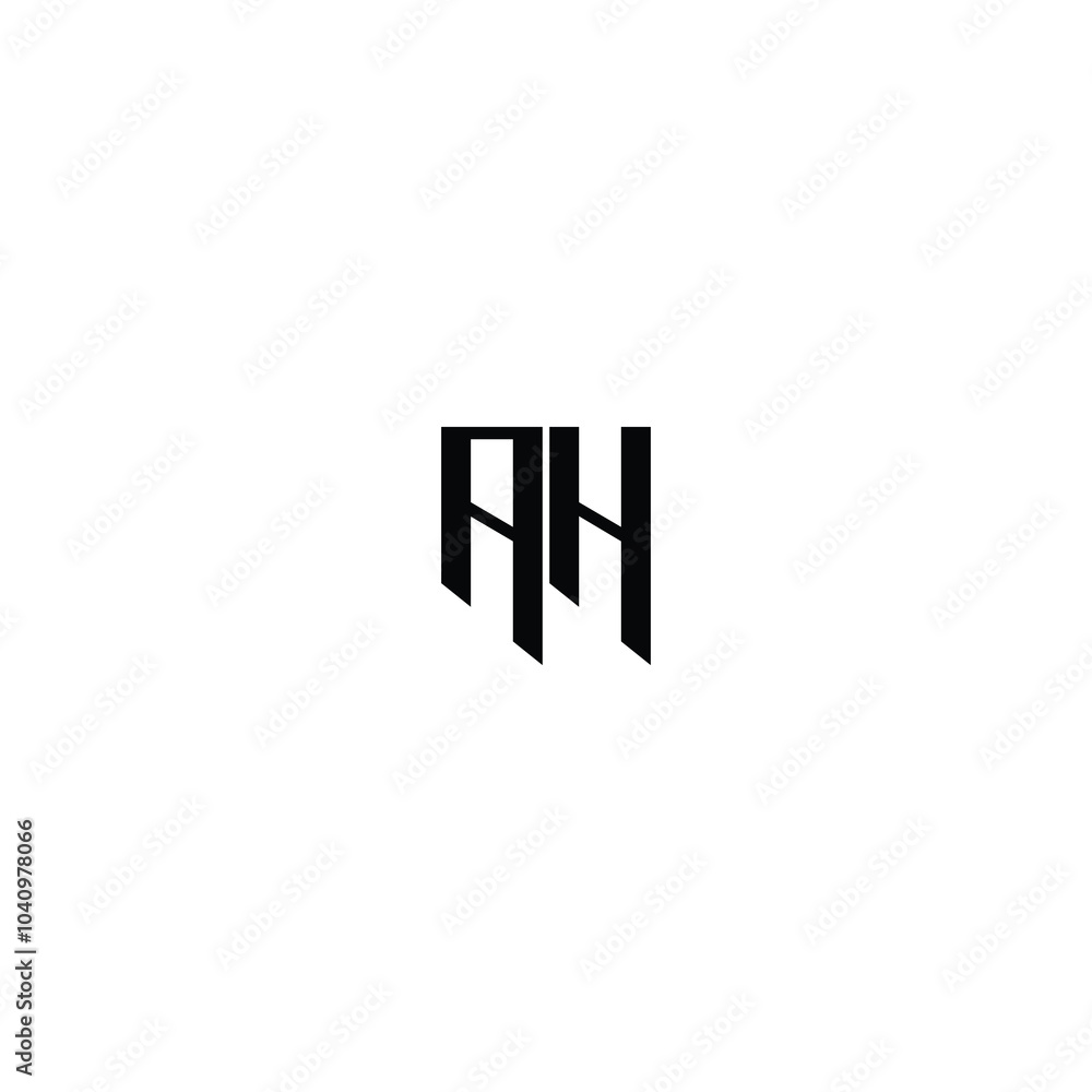Obraz premium AH monogram logo design letter text name symbol monochrome logotype alphabet character simple logo