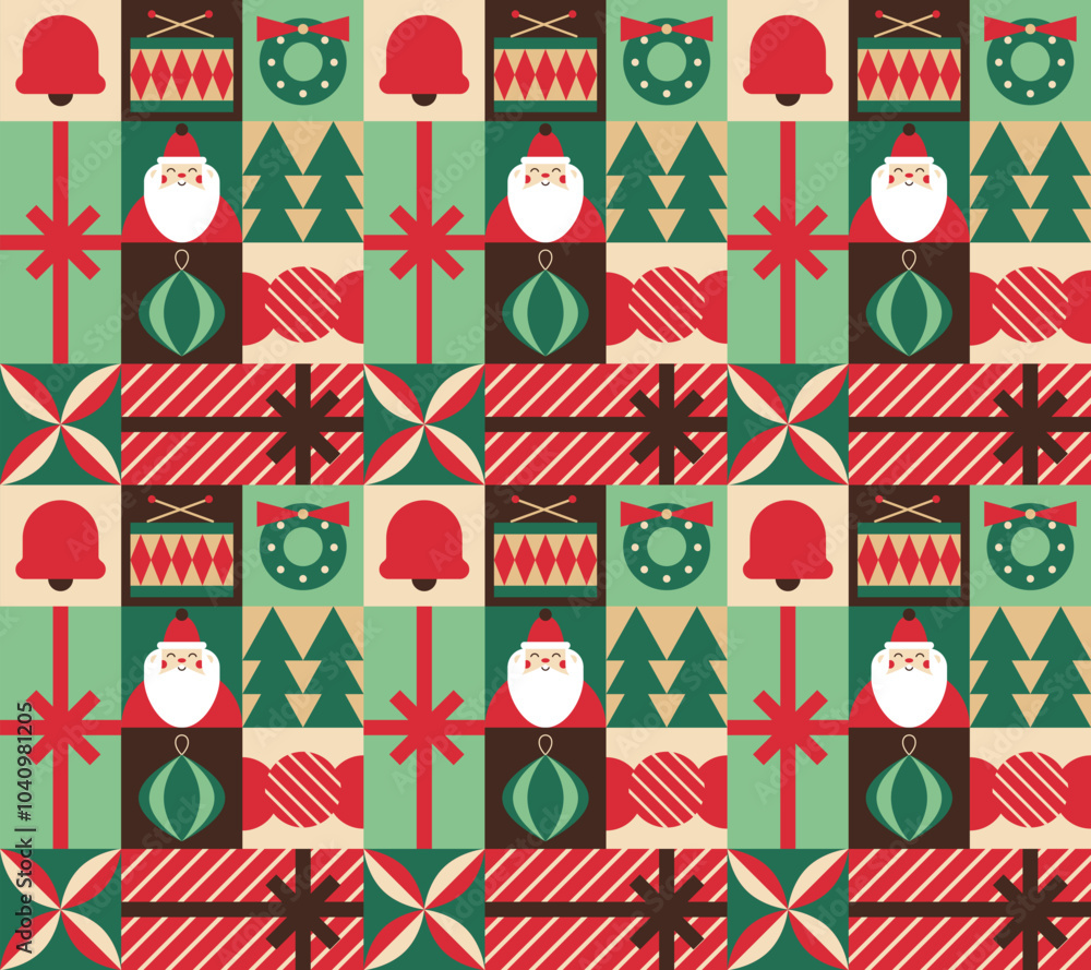 Retro Christmas minimalist geometric seampless pattern Retro Christmas minimalist geometric seampless pattern