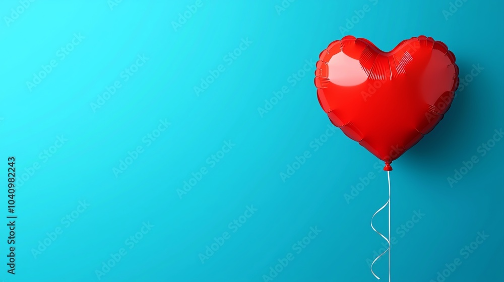 Red heart-shaped balloon against a vibrant blue background, symbolizing love and celebration. Red heart-shaped balloon against a vibrant blue background, symbolizing love and celebration.