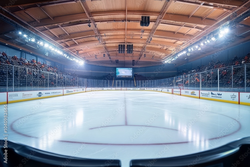 Fototapeta premium Hockey arena with a professional-grade ice layout.