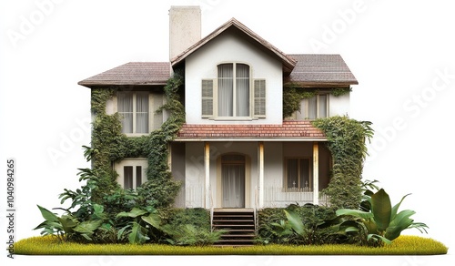 PNG illustration of a house featuring architectural elements and indoor plants.