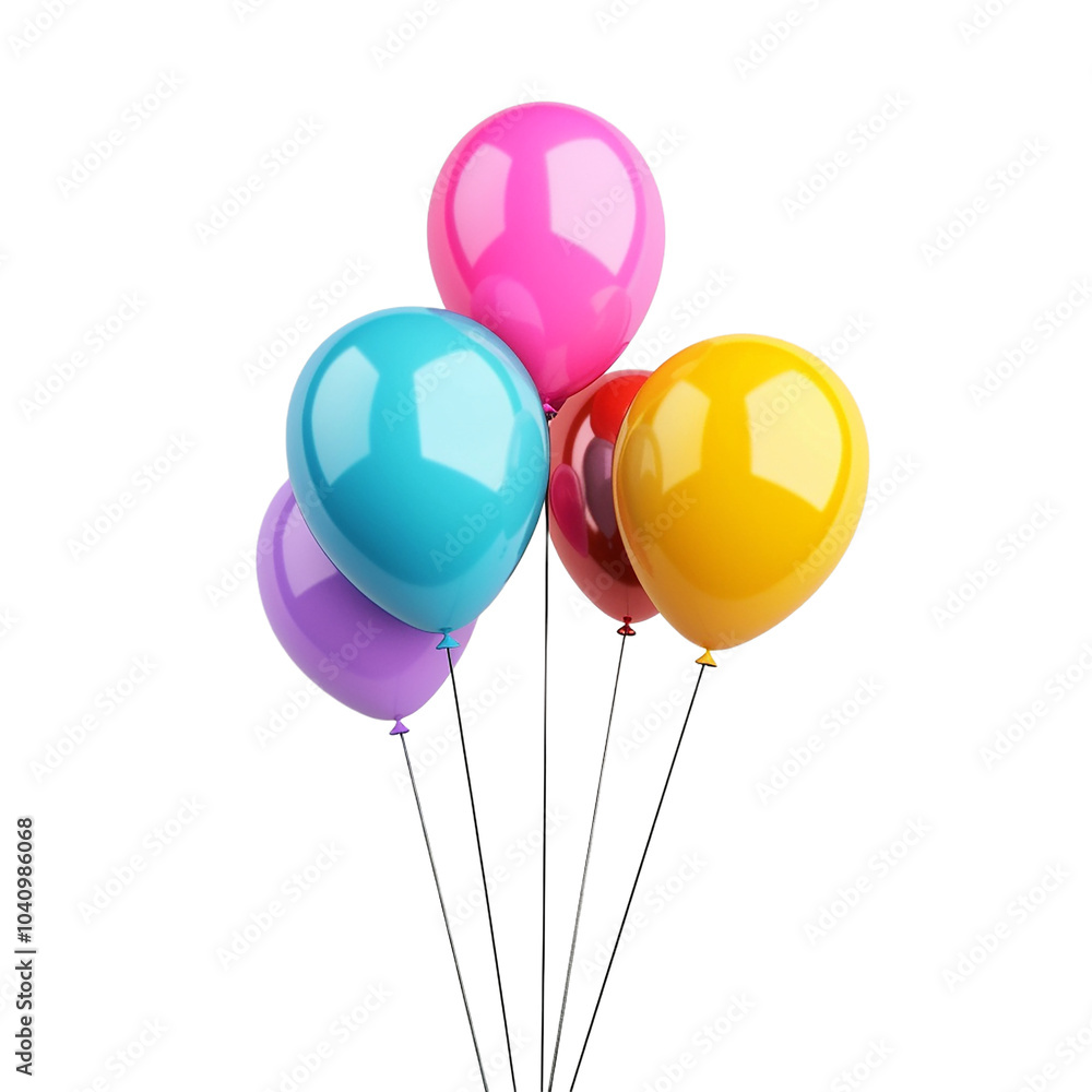 Vibrant Balloon Bouquet on White Background Vibrant Balloon Bouquet on White Background