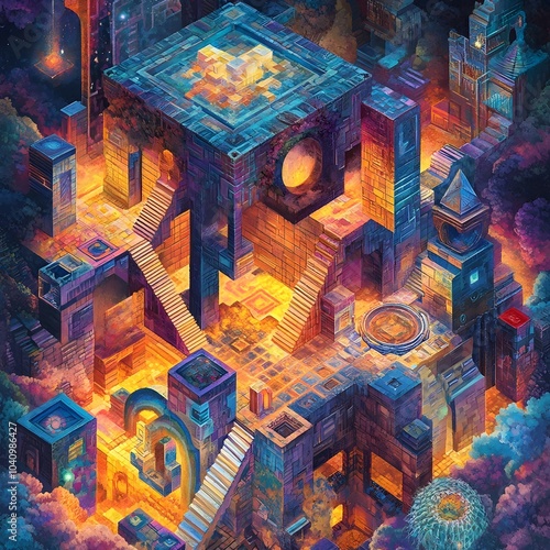 Vibrant Tesseract Art Gallery Showcasing Surreal and Otherworldly Digital Impressionism Artwork