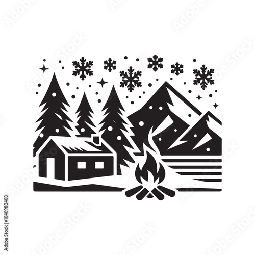 Explore Winter Camping Silhouettes – Download High-Quality Vector Graphics