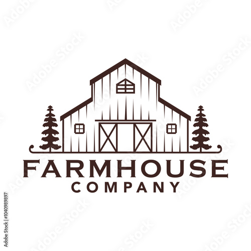 Barn Vector Logo, of Barn Cabin Cottage Hut Garage Concept Design Illustration