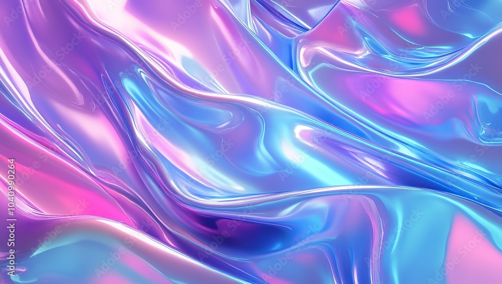 holographic background with iridescent shapes and wavy lines in pastel blue, purple, and pink holographic background with iridescent shapes and wavy lines in pastel blue, purple, and pink