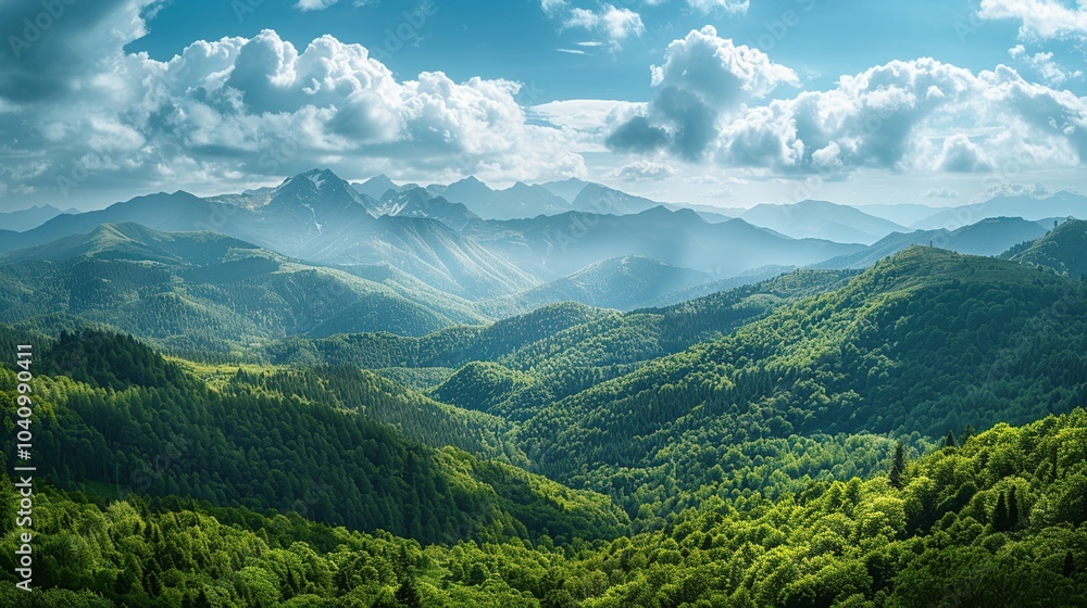 Fototapeta premium Mountain Landscape with Cloudy Sky