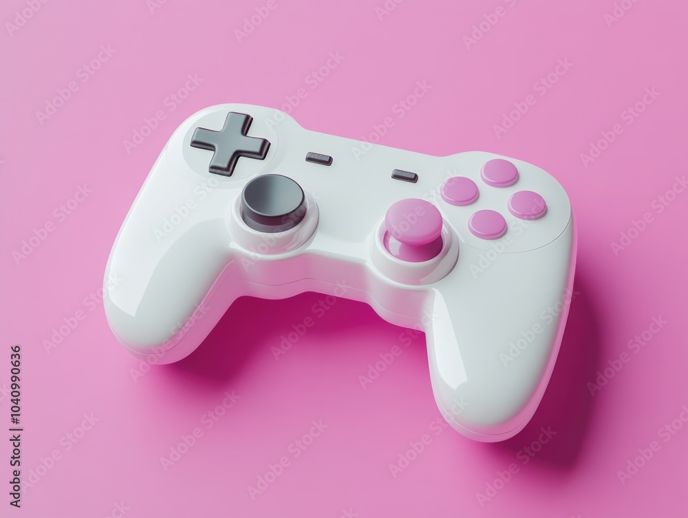 White Game Controller on Pink Surface White Game Controller on Pink Surface