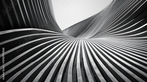 Obraz na płótnie A black and white photo of a building with a lot of lines w salonie