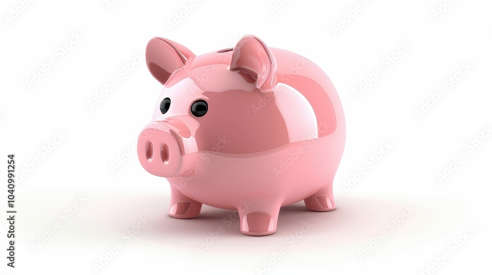 Obraz premium A pink piggy bank with a black nose and two black eyes